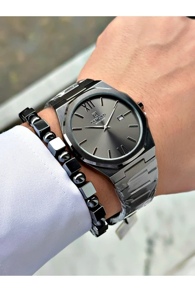 Reward Füme Renk Çift Takvimli Sade Klasik Model Erkek Kol Saati + BİLEKLİK HEDİYELİ - Resim 3