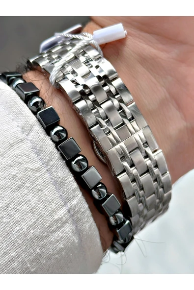 Chaperone Gümüş Renk Klasik Çelik Kordon Şık Dizayn Erkek Kol Saati + BİLEKLİK HEDİYELİ By Reward - Resim 4