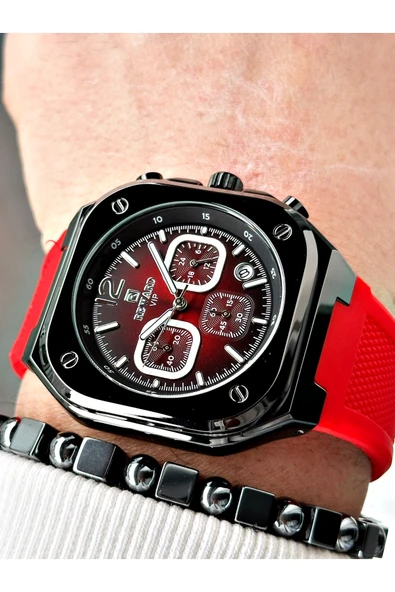 Reward Kırmızı Renk Kare Model Fonksiyonlu Silikon Spor Erkek Kol Saati + BİLEKLİK - Resim 2
