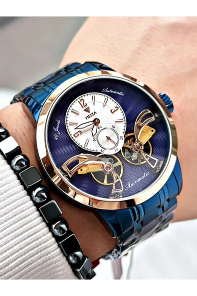 Fiesta Lacivert Renk Çift Türbünlü Otomatik Business Erkek Kol Saati + BİLEKLİK ürün görseli 1