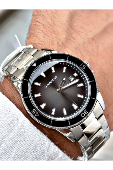 Chaperone Gümüş Renk Sade Klasik Model Çelik Kordon Erkek Kol Saati + BİLEKLİK HEDİYELİ By Reward ürün görseli 1