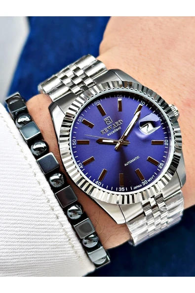 Reward Gümüş Renk Mekanizma Business Otomatik Erkek Kol Saati + BİLEKLİK - Resim 4