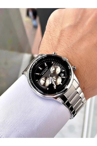 Navimarine Gümüş Renk Fonksiyonlu Çelik Kordon Erkek Kol Saati Bileklik Hediyeli - Resim 2