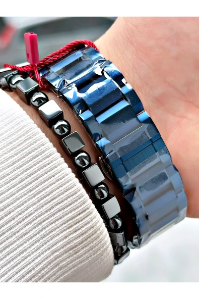 Fiesta Lacivert Renk Fonksiyonlu Çelik Makine Garantili Erkek Kol Saati + BİLEKLİK - Resim 4