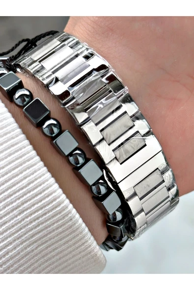 Reward Gümüş Renk Fonksiyonlar Aktif Kare Model Erkek Kol Saati + BİLEKLİK - Resim 4