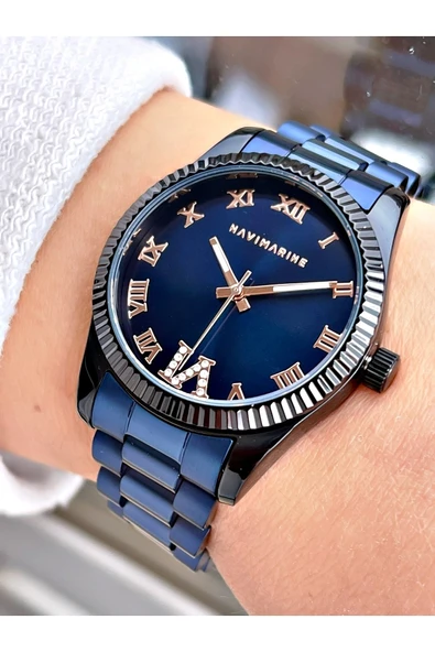 Navimarine Lacivert Renk Çelik Kordon Kadın Kol Saati Bileklik Hediyeli ürün görseli 1