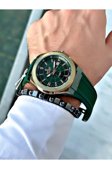 Reward Yeşil Renk Çelik Kasa  Mekanizma Lüx Erkek Kol Saati + BİLEKLİK - Resim 2