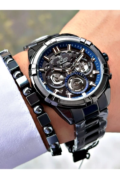 Reward Siyah Renk Lacivert Kasa Erkek Kol Saati + Bileklik ürün görseli 1