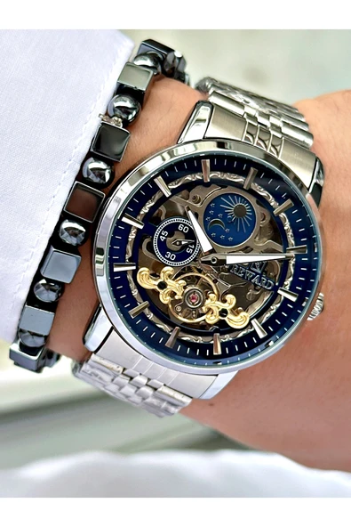 Reward Gümüş Renk Business Otomatik Orjinal Çelik Kordon Erkek Kol Saati + BİLEKLİK HEDİYELİ - Resim 5