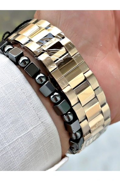 Reward Altın Renk Fonksiyonlar Aktif Çelik Kordon 3 ATM Su Geçirmez Erkek Kol Saati + BİLEKLİK - Resim 5