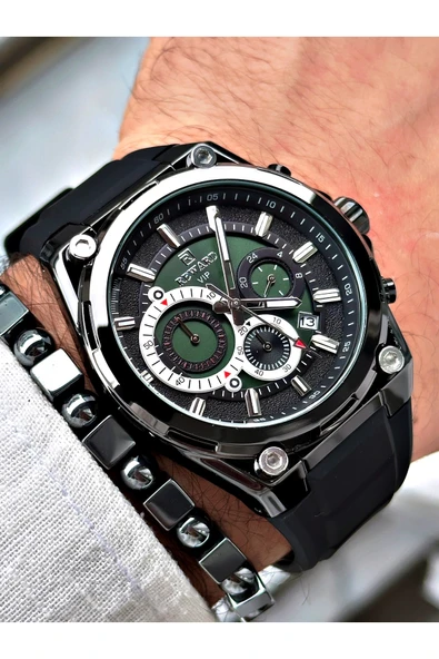 Reward Siyah Renk Spor Şık Dizayn Silikon Erkek Kol Saati + BİLEKLİK HEDİYELİ - Resim 3