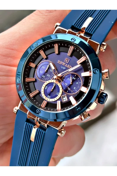 Reward Lacivert Renk Spor Silikon Kordon Fonksiyonlu Garantili Erkek Kol Saati + BİLEKLİK ürün görseli 1
