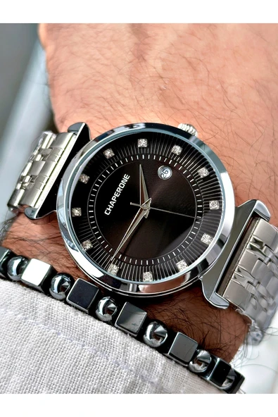 Chaperone Gümüş Renk Klasik Çelik Kordon Şık Dizayn Erkek Kol Saati + BİLEKLİK HEDİYELİ By Reward ürün görseli 1