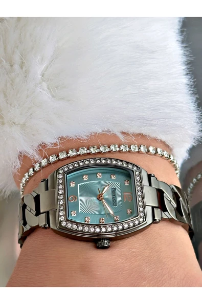 Ferrucci Füme Renk Zincir Model Çelik Kordon Kadın Kol Saati + BİLEKLİK HEDİYELİ - Resim 3