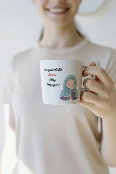 TESETTÜR MODELLİ KUPA BARDAK - KAPALI KADIN BARDAK- KAHVE BARDAĞI - KİŞİYE ÖZEL KUPA BARDAK - Resim 2