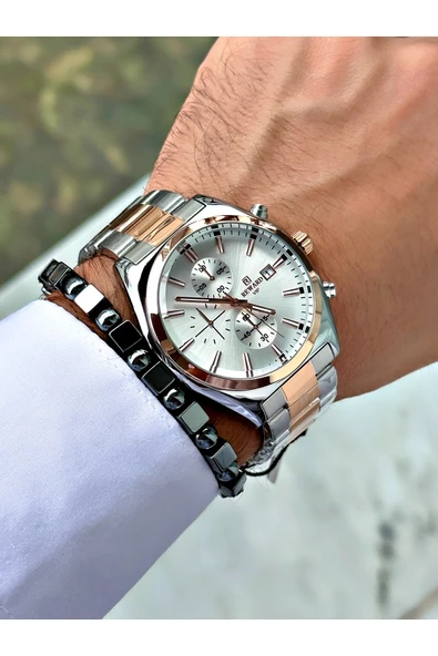 Reward Gümüş Renk Fonksiyonlu  Çelik Kordon Erkek Kol Saati + BİLEKLİK - Resim 3