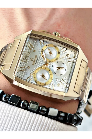 Reward Altın Renk Kare Model Fonksiyonlu Çelik Kordon Erkek Kol Saati + BİLEKLİK HEDİYELİ ürün görseli 1