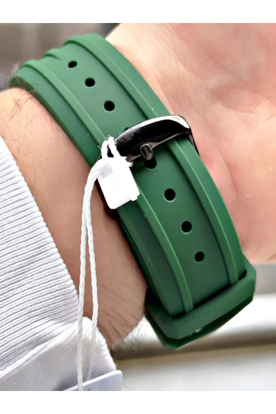 Chaperone Yeşil Spor Silikon Fonksiyonlu Şık Dizayn Erkek Kol Saati + BİLEKLİK HEDİYELİ By Reward - Resim 6