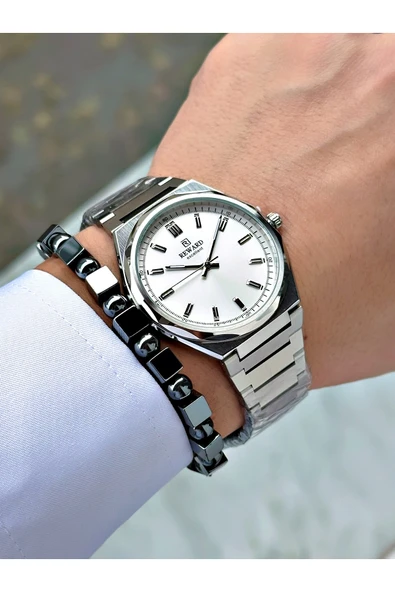 Reward Gümüş Renk Klasik Çelik Kordon Erkek Kol Saati + BİLEKLİK HEDİYELİ - Resim 3