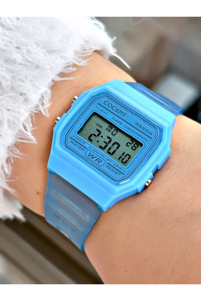 Cockpit Silikon Kordon 5 ATM Su Geçirmez Alarmlı Işıklı Kronometreli Dijital Kadın Kol Saati ürün görseli 1