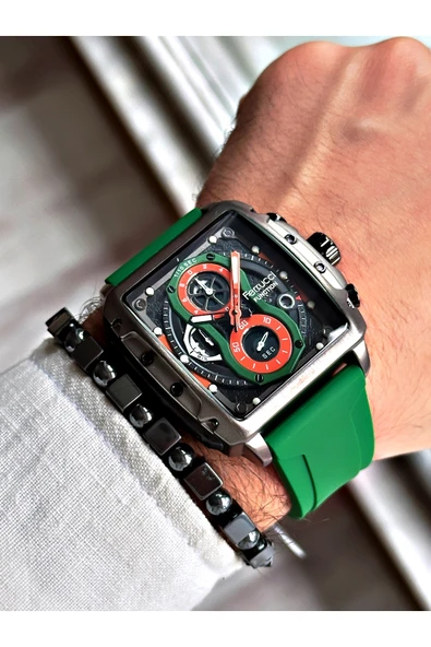 Ferrucci Yeşil Renk Fonksiyonlar Aktif Spor Erkek Kol Saati + BİLEKLİK HEDİYELİ - Resim 2