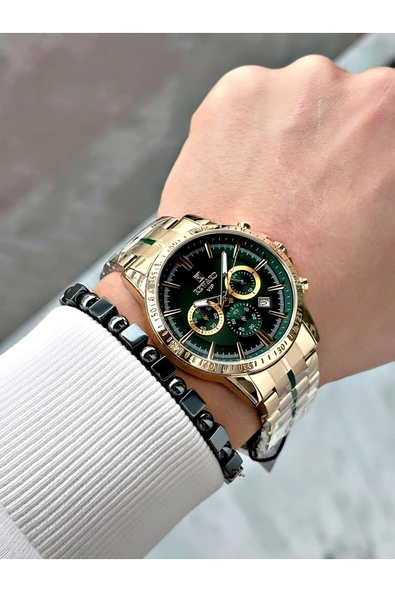 Reward Altın Renk Fonksiyonlar Aktif Ortası Şeritli Çelik Kordon Erkek Kol Saati + BİLEKLİK - Resim 2