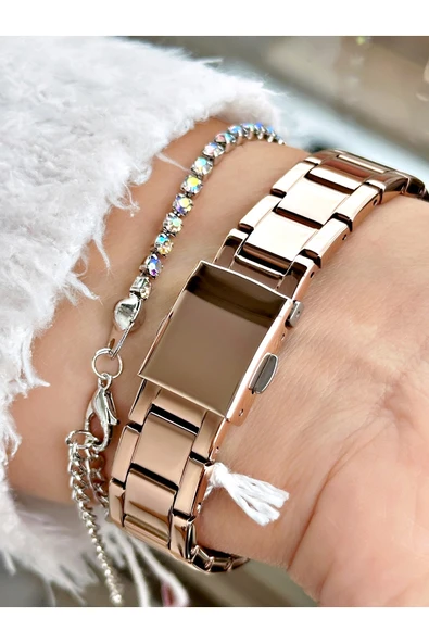 Ferrucci Rose Gold Renk Aynalı Cam Model  Klasik Kadın Kol Saati + BİLEKLİK - Resim 3