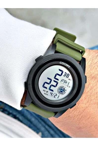 Cockpit Silikon Kordon 5 ATM Su Geçirmez Alarmlı Işıklı Kronometreli Dijital Erkek Kol Saati ürün görseli 1