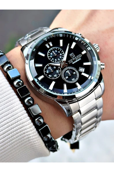 Reward Gümüş Renk Fonksiyonlu Çelik Kordon Erkek Kol Saati + BİLEKLİK HEDİYELİ - Resim 3