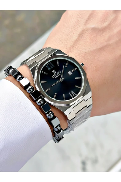 Reward Gümüş Renk Takvimli Sade Klasik Model Erkek Kol Saati + BİLEKLİK HEDİYELİ - Resim 3