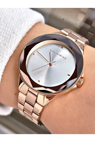 Navimarine Rose Gold Renk Çelik Kordon Kadın Kol Saati Bileklik Hediyeli ürün görseli 1