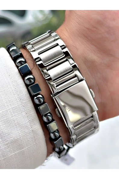 Ferrucci Gümüş Renk Aynalı Cam Klasik Çelik Kordon Erkek Kol Saati - Resim 4