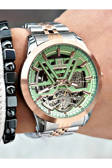 Reward Rose Gold Gümüş Renk Otomatik Mekanizma Çelik Kordon Erkek Kol Saati + BİLEKLİK ürün görseli 1