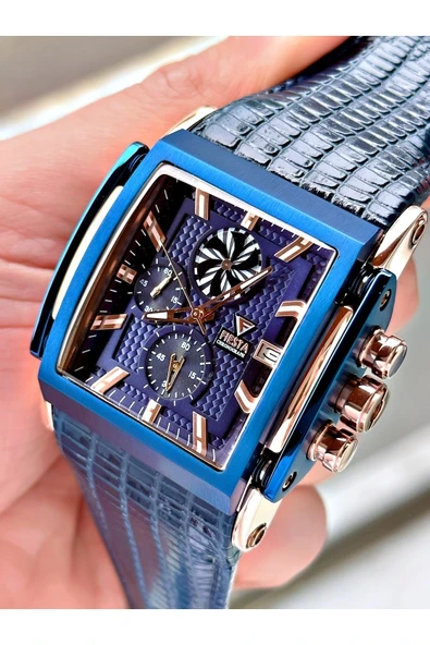 Fiesta Lacivert Rose Gold Kasa Çelik Kasa Business Fonksiyonlar Aktif Erkek Kol Saati + Bileklik Hediyeli ürün görseli 1