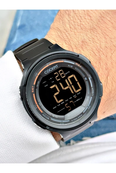 Cockpit Silikon Kordon 5 ATM Su Geçirmez Alarmlı Işıklı Kronometreli Dijital Erkek Kol Saati ürün görseli 1