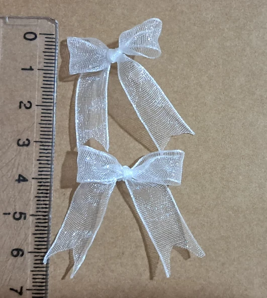 Pratikbox Mini Fiyonk / Tül 1cm'lik / Hediyelik / Süsleme / Beyaz Renk / 50 Adet - Resim 2