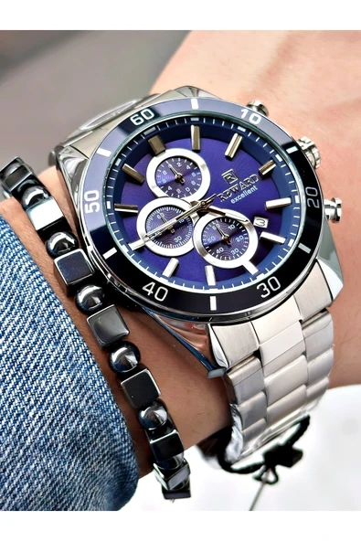 Reward Gümüş Renk Çelik Kordon Şık Dizayn Erkek Kol Saati + BİLEKLİK ürün görseli 1