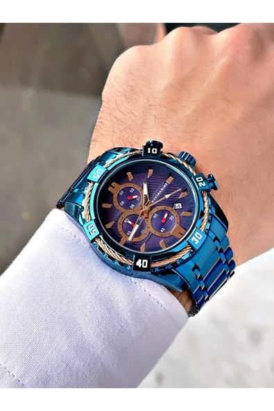 Navimarine Lacivert Renk Çelik Kordon Erkek Kol Saati Bileklik Hediyeli - Resim 2