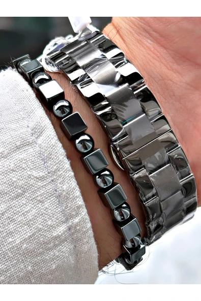 Chaperone Füme Renk Renkli Cam Fonksiyonlar Aktif Çelik Kordon Erkek Kol Saati + BİLEKLİK HEDİYELİ By Reward - Resim 5