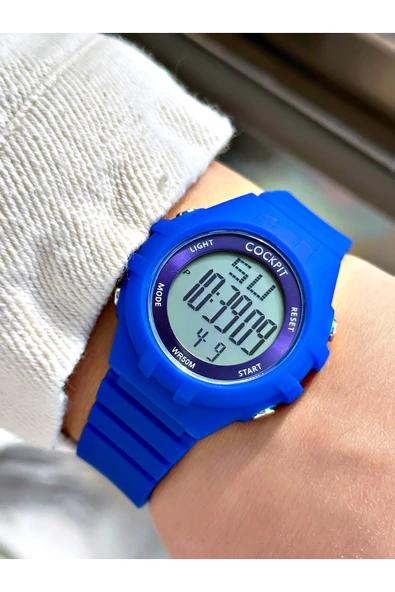 Cockpit Silikon Kordon 5 ATM Su Geçirmez Alarmlı Işıklı Kronometreli Dijital Kadın Kol Saati ürün görseli 1