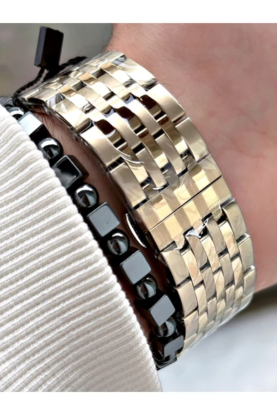 Reward Altın Renk Dakika Göstergeli Kasa Kordon Çelik Erkek Kol Saati + BİLEKLİK HEDİYELİ - Resim 4