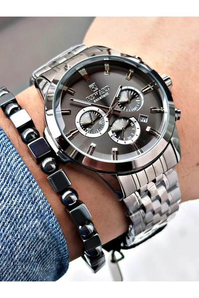 Reward Füme Renk Spor Garantili Çelik Kordon Erkek Kol Saati + BİLEKLİK ürün görseli 1