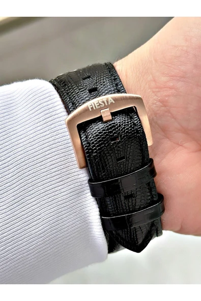 Fiesta Siyah Renk Rose Gold Kasa Çelik Kasa Business Fonksiyonlar Aktif Erkek Kol Saati + Bileklik Hediyeli - Resim 6