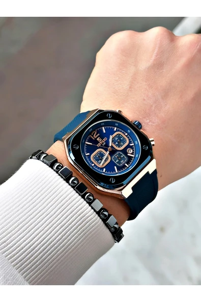 Reward Lacivert Renk Kare Model Fonksiyonlu Silikon Spor Erkek Kol Saati + BİLEKLİK - Resim 3