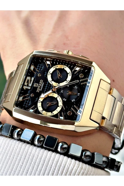 Reward Altın Renk Kare Model Fonksiyonlu Çelik Kordon Erkek Kol Saati + BİLEKLİK HEDİYELİ ürün görseli 1