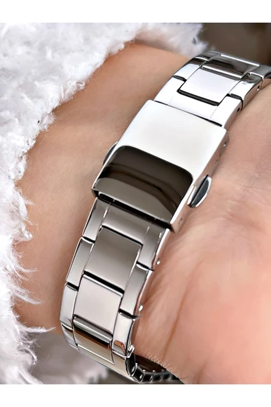 Ferrucci Gümüş Renk Taşlı Kasa Çelik Kordon Kadın Kol Saati Bileklik Hediyeli - Resim 3