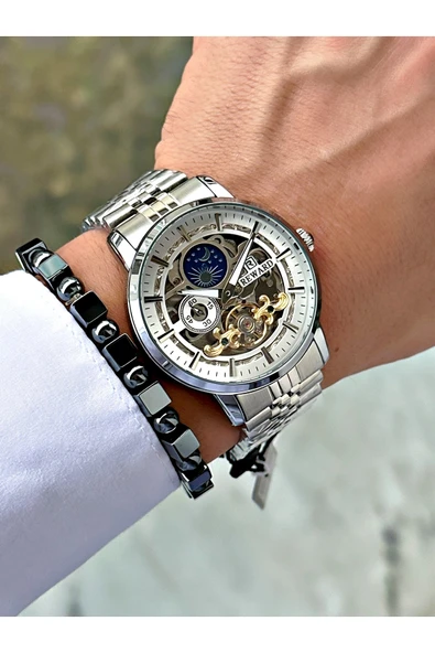 Reward Gümüş Renk Business Otomatik Orjinal Çelik Kordon Erkek Kol Saati + BİLEKLİK HEDİYELİ - Resim 6