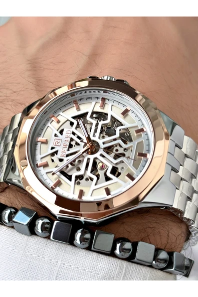 Reward Gümüş Renk Otomatik Business Çelik Kordon  Erkek Kol Saati + BİLEKLİK ürün görseli 1