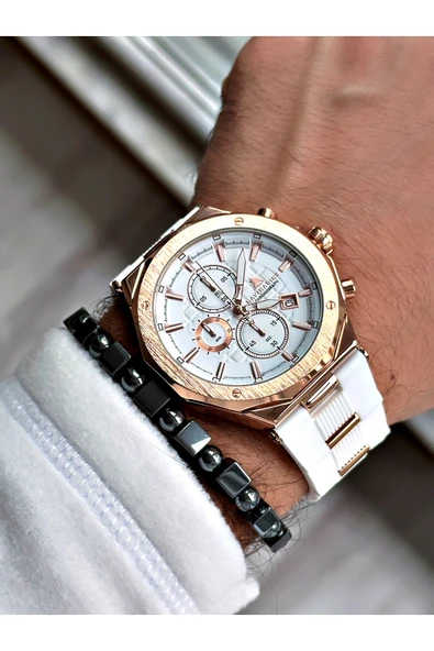 Navimarine Beyaz Renk Fonksiyonlu Mekanizma Erkek Kol Saati + BİLEKLİK HEDİYELİ - Resim 2