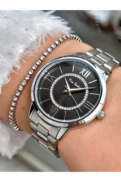 Pierre Cardin Gümüş Renk Kordon Roma Rakamlı Taşlı Kadın Kol Saati + Bileklik Hediyeli ürün görseli 1